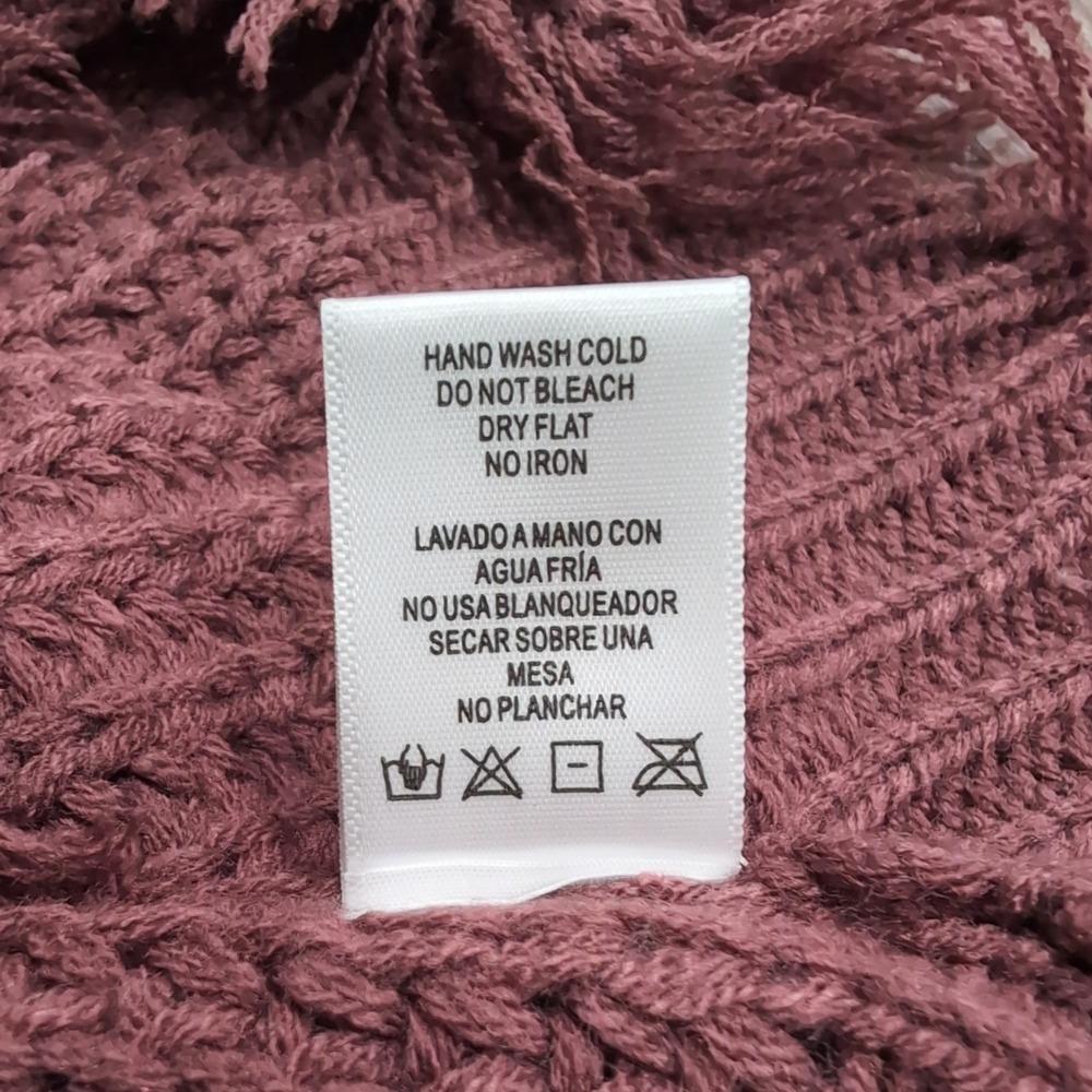 Love Tree Cropped Sweater Knitted Frayed Edge V-Neck Long Sleeves maroon Size S - Picture 6 of 7